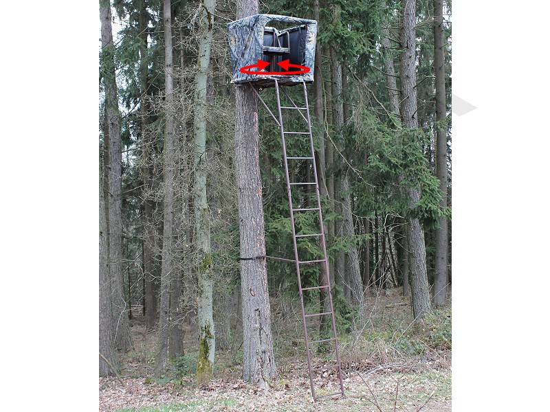 Transportabler Hochsitz & praktische Ansitzleiter 5,4 m mit 360° Drehsitz, inkl. Tarnnetz